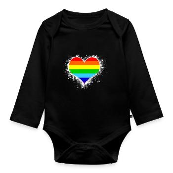 Rainbow Kleidung Regenbogen Mann Pride outfit - Baby Bio-Langarm-Body - Schwarz - Vorne