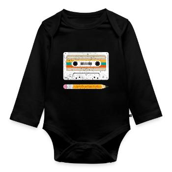 Gift Retro Vintage Old Tape - Organic Longsleeve Baby Bodysuit - black - Front