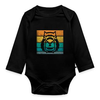 Retro Capybara Vintage Cochon d’eau rongeur - Body Bébé bio manches longues - noir - Devant
