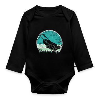 Lawn Mower Lawn Mowing Garden Gardener - Organic Longsleeve Baby Bodysuit - black - Front