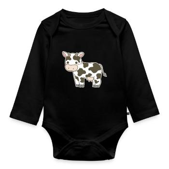 Kuh - Baby Bio-Langarm-Body - Schwarz - Vorne