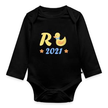 Rente Ente 2021 Ruhestand Rentner Pension Geschenk - Baby Bio-Langarm-Body - Schwarz - Vorne