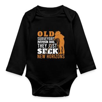 Old Surveyors Never The Tripod Grandpa Land - Organic Longsleeve Baby Bodysuit - black - Front