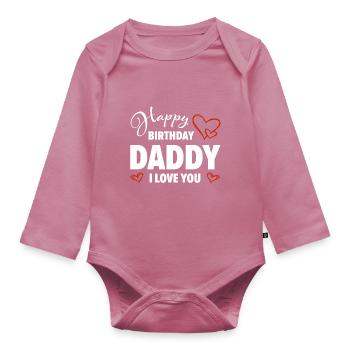 Joyeux anniversaire Papa T’aime Bébé Cadeau - Body Bébé bio manches longues - mauve - Devant