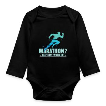 Marathon Marathonlauf Marathonläufer Geschenk - Baby Bio-Langarm-Body - Schwarz - Vorne