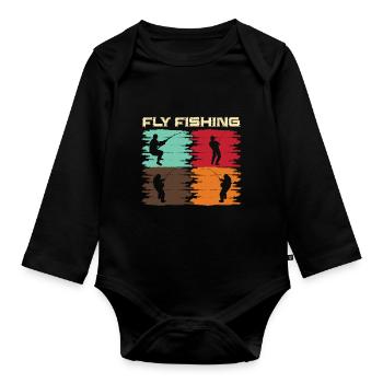 Fly Fishing Fishing Fish Angler Angel Gift - Organic Longsleeve Baby Bodysuit - black - Front