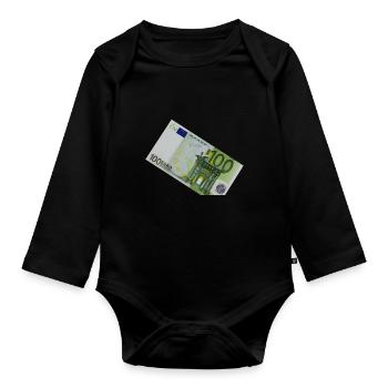 100 euro banknote on white background - Baby Bio-Langarm-Body - Schwarz - Vorne