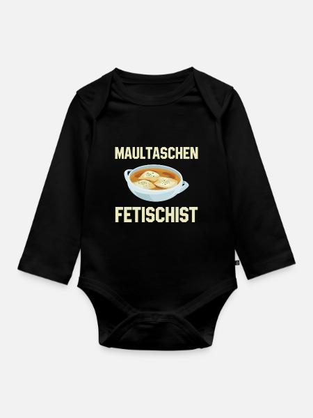 Maultaschen Fetischist - Schwaben - Baby Bio-Langarm-Body - Schwarz