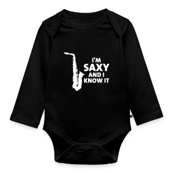 Je suis Saxy et je le sais - Body Bébé bio manches longues - noir - Devant