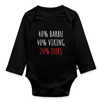 40% Barbu 40% Viking 20% Ours Homme Père Papy pépé - Body Bébé bio manches longues - noir - Devant