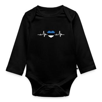 Estonie Cœur Estonie Drapeau estonien - Body Bébé bio manches longues - noir - Devant