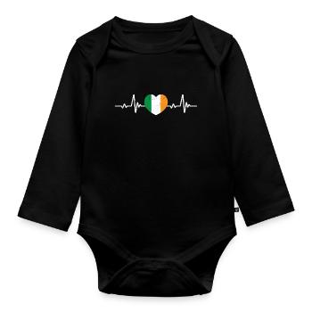 Irlande Coeur Drapeau irlandais Rétro - Body Bébé bio manches longues - noir - Devant
