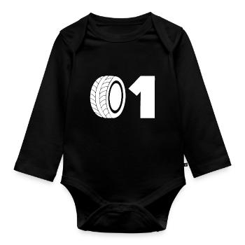Motorsport tyre number 01 - Organic Longsleeve Baby Bodysuit - black - Front