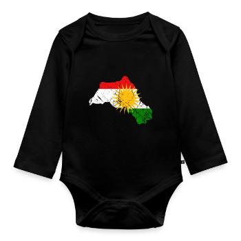 Kurdistan Flagge - Baby Bio-Langarm-Body - Schwarz - Vorne