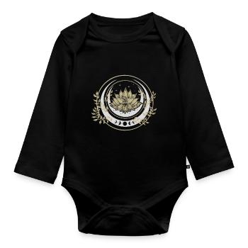 Mond Lotus Blume - Baby Bio-Langarm-Body - Schwarz - Vorne