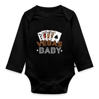 Vegas Baby Glücksspiel Kasino Las Vegas Nevada Str - Baby Bio-Langarm-Body - Schwarz - Vorne