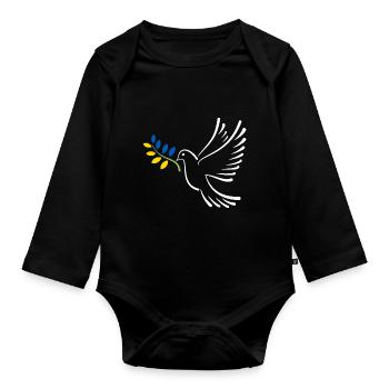 Friedenstaube Ukraine - Baby Bio-Langarm-Body - Schwarz - Vorne