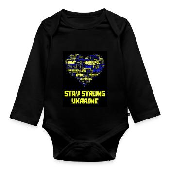 Ukraine - Baby Bio-Langarm-Body - Schwarz - Vorne