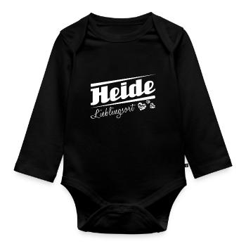 Heide - Lieblingsort mit Stadtnamen - Baby Bio-Langarm-Body - Schwarz - Vorne