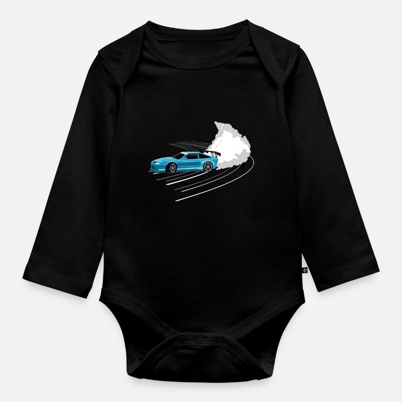 Auto Drift racing tuning - Organic Longsleeve Baby Bodysuit - black
