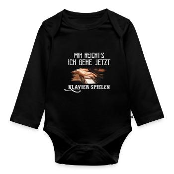 Trombones And Tacos Musiker Piano - Baby Bio-Langarm-Body - Schwarz - Vorne