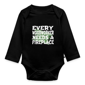 forest work forester wood jackhammer funny quote - Organic Longsleeve Baby Bodysuit - black - Front