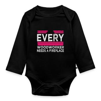 quote funny craftsmen design tools best forestry - Organic Longsleeve Baby Bodysuit - black - Front