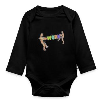 Work Work Worker Worker Occupation - Organic Longsleeve Baby Bodysuit - black - Front