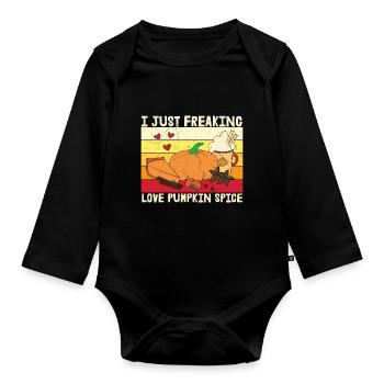 I Just Freaking Love Pumpkin - Organic Longsleeve Baby Bodysuit - black - Front