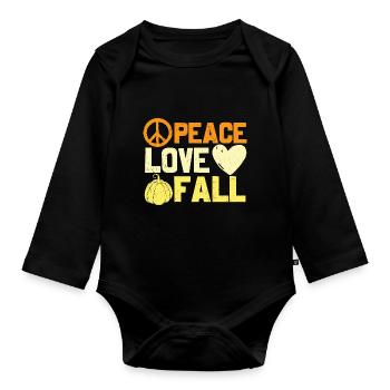 Peace Love Fall Happy Fall - Organic Longsleeve Baby Bodysuit - black - Front