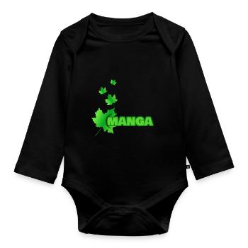 Maple leaf for manga - Organic Longsleeve Baby Bodysuit - black - Front