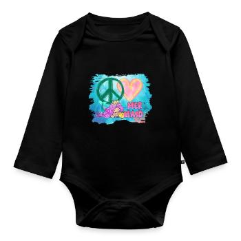 Ocean Sublimation - Organic Longsleeve Baby Bodysuit - black - Front