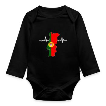 Portugal Football Drapeau portugais - Body Bébé bio manches longues - noir - Devant