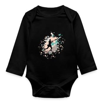 Tennis Woman Color Splash - Baby Bio-Langarm-Body - Schwarz - Vorne