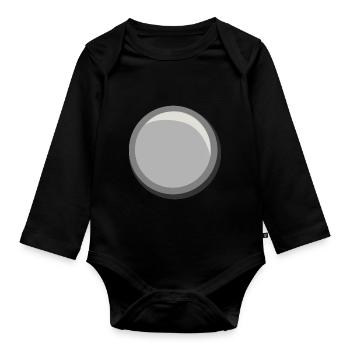 Silver Button Circle Sticker Template - Organic Longsleeve Baby Bodysuit - black - Front