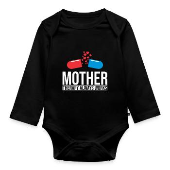 Mother Therapy Always Works - Organic Longsleeve Baby Bodysuit - black - Front