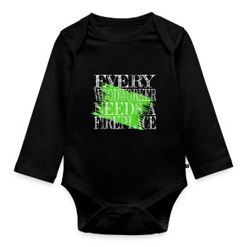 carpenter joke bday woodcutter - Organic Longsleeve Baby Bodysuit - black - Front