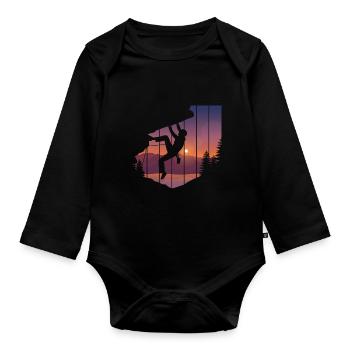 Felsklettern Kletterer Bergsteigen - Baby Bio-Langarm-Body - Schwarz - Vorne