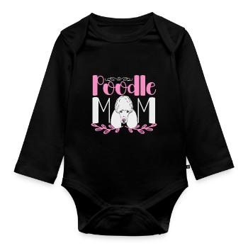 Caniche Maman Chien Caniche Mama - Body Bébé bio manches longues - noir - Devant