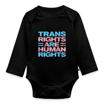 Trans Rights Are Human Rights Gay Rainbow Lgbtq Qu - Baby Bio-Langarm-Body - Schwarz - Vorne
