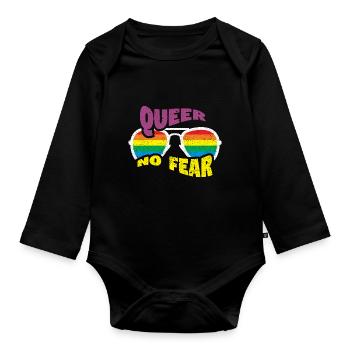Gay Gay Gay Lesbienne LGBT - Body Bébé bio manches longues - noir - Devant