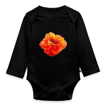 Mohnblume - rote Schönheit - Baby Bio-Langarm-Body - Schwarz - Vorne