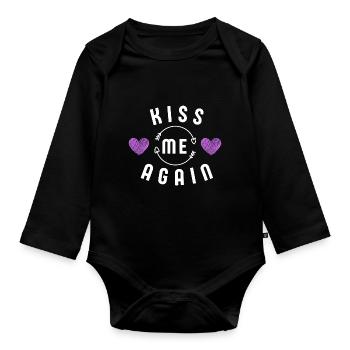 Liebe - Küss mich wieder - Baby Bio-Langarm-Body - Schwarz - Vorne