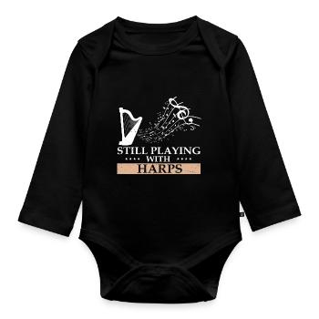 Conceptions de joueurs de harpe pour les conceptions de joueurs de harpe - Body Bébé bio manches longues - noir - Devant