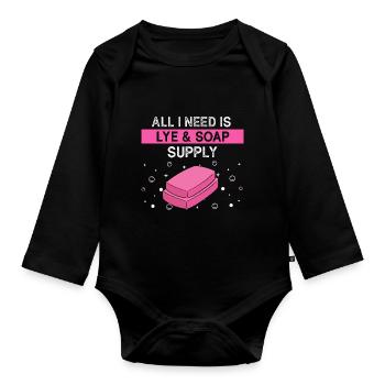 Homemade soap design for oil soap making - Organic Longsleeve Baby Bodysuit - black - Front