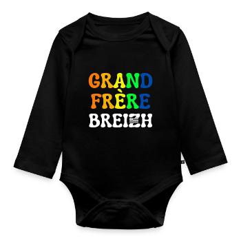 GRAND FRERE BREIZH DRAPEAU BRETAGNE - Body Bébé bio manches longues - noir - Devant
