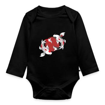 Koi Karpfen Japan Geschenk Fisch Japanische Kunst - Baby Bio-Langarm-Body - Schwarz - Vorne