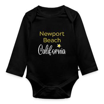 Newport Beach California - Body Bébé bio manches longues - noir - Devant