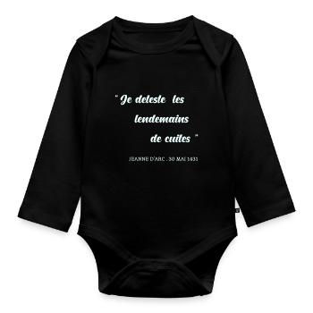 Je déteste les lendemains de cuites - Body Bébé bio manches longues - noir - Devant