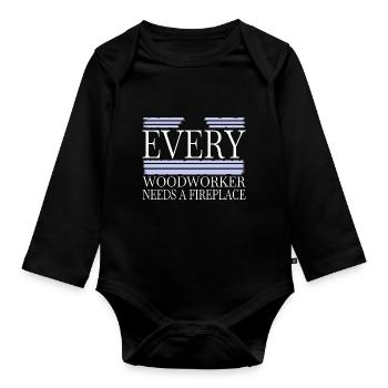 construction carpenter funshirt woodworking - Organic Longsleeve Baby Bodysuit - black - Front